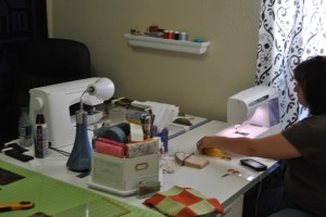 The new sewing tables and cutting board